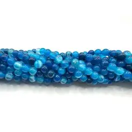 Turkis blå stribet agat, rund 6mm, hel streng - 