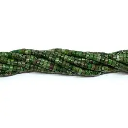 Grøn impression jaspis, 2x4mm hjul, hel streng - 