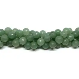 Grøn aventurin, facetslebet rund 12mm (128 facetter), hel streng - Grøn aventurin
