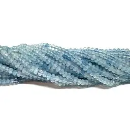 Aquamarin, facetslebne rondeller 2x2,5mm, hel streng - 