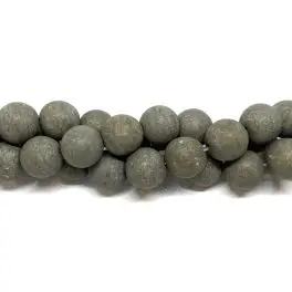 Pyrit, mat rund 12mm, 10 perler - Pyrit
