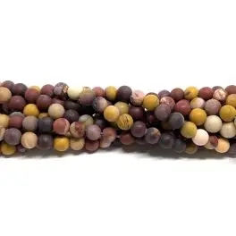 Mookait, mat rund 6mm, hel streng - 