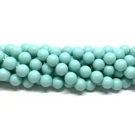 Frosted shell pearl, mint 10mm, hel streng - Shell perler (coated)
