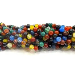 Multifarvet agat, rund 6mm, hel streng - 