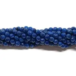 Mørk turkis-blå farvet jade, facetslebet rund 6mm , hel streng - 