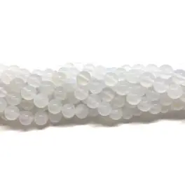 Hvid agat, rund 8mm, hel streng - 
