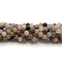 Jordbær kvarts, rund 8mm, hel streng - 