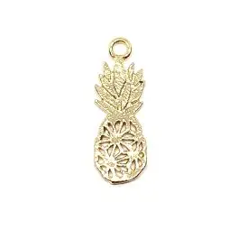 Ananas vedhæng, 18kt guldbelagt, 18x7mm, 1 stk - 