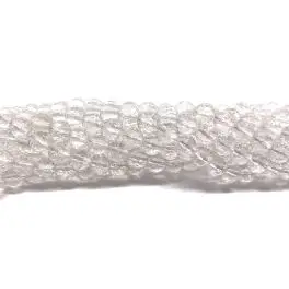 Bjergkrystal, facetslebet rund 6mm (128 facetter), hel streng - 