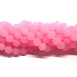 Lyserød farvet jade, mat rund 10mm, hel streng - Pink