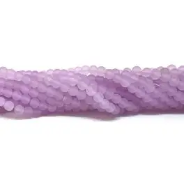 Lavendel farvet jade, mat rund 4mm, hel streng - 