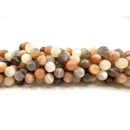 Multifarvet månesten, rund 8mm, hel streng - Solsten