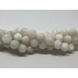 Hvid månesten, facetslebet rund 8mm, hel streng - Månesten
