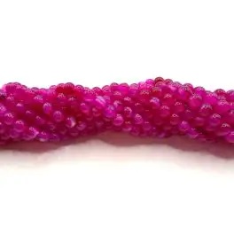 Fuchsia farvet agat, rund 6mm, hel streng - Krakkeleret agat