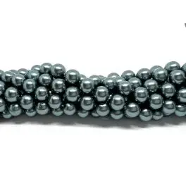 Shell pearl, petrolium, rund 8mm, hel streng - 