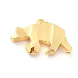 Origami isbjørn vedhæng, 18kt guldbelagt, ca 20mm, 1 stk - 