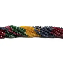 Multifarvet jade, facetslebne rondeller 3x4mm (farvesorteret), hel streng - 