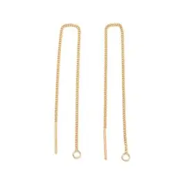 83mm ørekæder, kæde øreringe, ægte guldbelagte, pr par - 