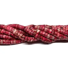 Pink impression jaspis, 3x6mm hjul, hel streng - 