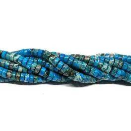 Turkis blå impression jaspis, 3x6mm hjul, hel streng - 