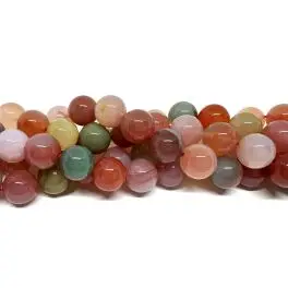 Multifarvet yanyuan agat, rund 10mm, hel streng - 