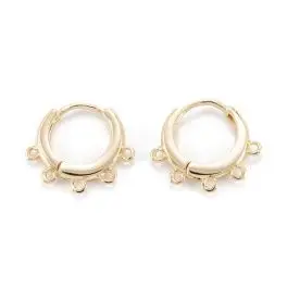 Kraftige creoler med 5 øjer, 14kt guld belagt, 1 par - 