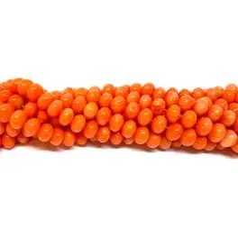 Orange koral, glatte rondeller 5x7mm, hel streng - Fersken