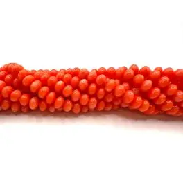 Orange koral, glatte rondeller 5x7mm, hel streng - Koral (ægte, farvede)