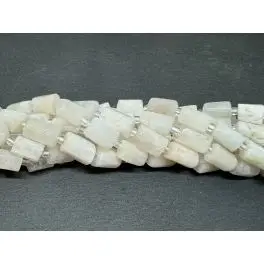 Hvid månesten, slebne cylinder nuggets ca 7x12mm, hel streng - Hvide