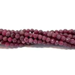 Rubin, facetslebet rund 4mm, hel streng - Rubin