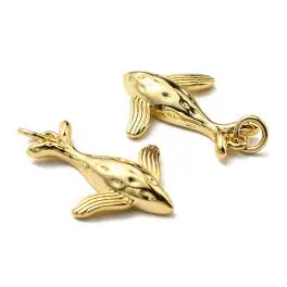 Vedhæng, hval, 18k guldbelagt, 22x16mm, 1 stk - 