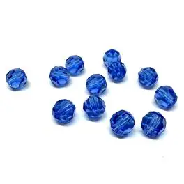 Swarovski crystal, Sapphire, 6mm facetslebet rund, 1 stk - 6mm facetslebet rund