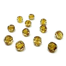 Swarovski crystal, Golden Topaz, 6mm facetslebet rund, 1 stk - 6mm facetslebet rund