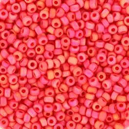 Miyuki Rocailles seed beads 11/0 Opaque Matte AB Vermillion Red (407fr) - Miyuki perler