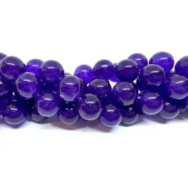 Lilla farvet jade, rund 14mm, hel streng - Perler