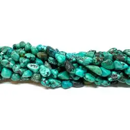 Naturlig hubei turkis, nuggets ca 6x8mm, hel streng - Sorter efter farve