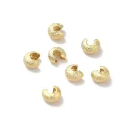 Knude og wireklemmeskjulere med børstet overflade, 4x2,5mm, 18k guldbelagt, 20 stk - 