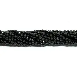 Kubisk Zirkonia, 3mm facetslebet rund, sort, hel streng - Sorter efter stentype