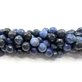 Dumortierit (african blue stone), facetslebet rund 10mm, hel streng - Dumortierit - African blue stone