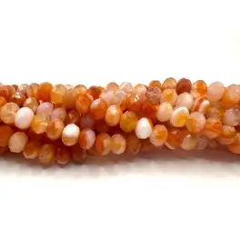 Naturlig rød stribet agat, facetslebne rondeller 5x8mm, hel streng - Nyheder