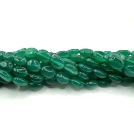 Grøn agat, polerede nuggets ca 8x10mm, hel streng - Sten perler