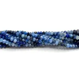 Kyanit, facetslebne rondeller 2x3mm (AB), hel streng - Øvrige sten