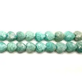 Amazonit, facetslebne hjerte perler 8mm, hel streng - 