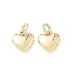 Vedhæng, glat hjerte, 18kt guldbelagt, 9mm, 1 stk - Vedhæng i bedste kvalitet