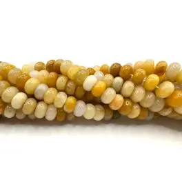 Multifarvet gul jade, glatte rondeller 5x8mm, hel streng - Jade - naturlig