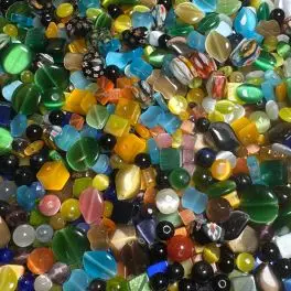 Perle mix, cat eye glasperler i forskellige faconer - Øvrige perler