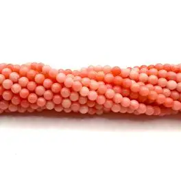 Pink koral, rund 3mm, hel streng - 