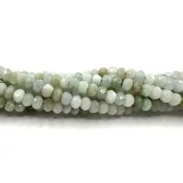 Grøn burma jade, facetslebne rondeller 3x4mm, hel streng - Sidste chance - 1 tilbage