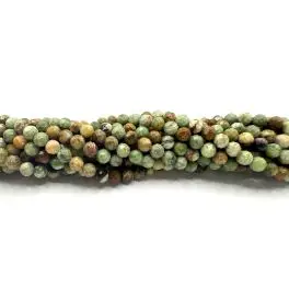 Grøn opal, facetslebet rund 4mm, hel streng - Grøn opal
