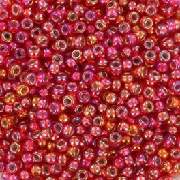 Miyuki Rocailles seed beads, 11/0 Silverlined AB Flame Red (1010) - Rocailles str 11/0